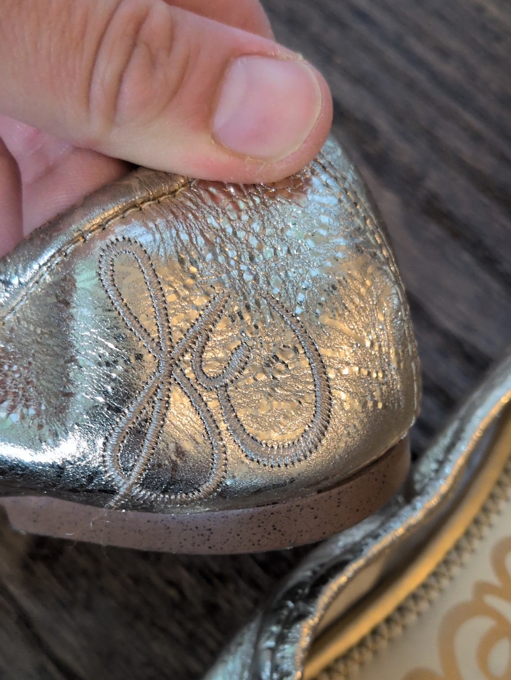 Sam Edelman Women's Gold Metallic Felicia Leather Ballet Flats 5.5 - Picture 8 of 10